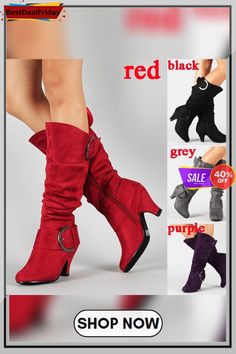 Fashion Women Suede Knee High Boots Sexy Vintage Low Heel Boots Spring Autumn Buckle Shoes Casual Winter Pumps 34-43 Cheap Purple High Heel Sandals, Suede Knee High Boots, Low Heel Boots, Spring Boots, Suede Boots Knee High, Buckle Shoes, Shoe Insoles, Shoes Casual, Heel Boots