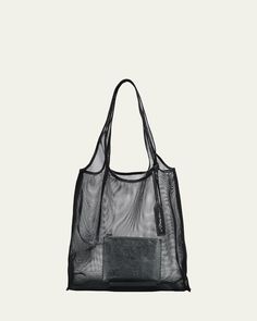 3.1 Phillip Lim market tote bag in mesh polyester     Shoulder straps with logo tag, 10" drop    Open top     Interior, leashed zip pouch bag     Lining: Cotton    Approx. 21"H x 18.5"W x 9"D    Imported Packable Shoulder Bag For On-the-go, Packable Tote Shoulder Bag For On-the-go, Packable Nylon Bag For On-the-go, Large Capacity Rectangular Nylon Bag, Nylon Tote Shoulder Bag, Large Capacity Nylon Bag For Daily Use, Nylon Tote Shoulder Bag With Removable Pouch, Packable Nylon Bag For Daily Use, Rectangular Nylon Shoulder Bag With Top Carry Handle