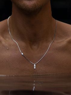 Argent Sport,Minimaliste Collar  Titane   Embellished Guy Jewelry, Mens Silver Chain Necklace, Mens Silver Jewelry, Silver Chain For Men, Mens Silver Necklace, Mens Jewelry Necklace, Minimal Jewelry, Mens Accessories Jewelry, Mens Pendant