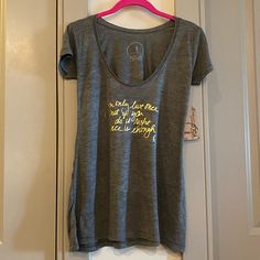 Super Soft T-Shirt. Gold Foil Print Quote. “You Only Live Once, But If You Do It Right, Once Is Enough.” Bundle And Save. Bundle 3+ For 20% Off! Casual Gray Scoop Neck T-shirt, Fitted Gray T-shirt With Letter Print, Fitted Gray Text Print T-shirt, Fitted Gray Graphic Tee, Fitted Gray T-shirt With Text Print, Heather Grey Relaxed Fit Top With Screen Print, Casual Heather Grey Top With Text Print, Only Live Once, Gold Foil Print