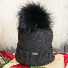 Summit Cashmere Beanie Olive And Cocoa, Unique Gift Baskets, Fur Top, Florida Girl, Cashmere Beanie, Wood Crates, Handcrafted Wood, Pom Beanie, Fur Pom Pom