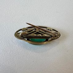 Gorgeous Italian Art Nouveau Aventurine Brooch, dated from the 1920's. Aventurine is considered the luckiest of all crystals. Unidentified marker stamped on the back, shown in photos. In great vintage condition. Due to the vintage nature of this item, it has not been cleaned or polished and you will see minor blemishes and tarnish that you may choose to clean. Approximately 1.25" x 0.25". All Crystals, Vintage Nature, Italian Art, Vintage Italian, The Vintage, Vintage House, Art Nouveau, Crystals, Art