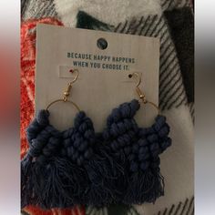 Questions? Leave A Comment Below! Blue Dangle Earrings With Macrame, Blue Macrame Dangle Earrings, Women's Boutique, Blue Earrings, Boutique Jewelry, Ladies Boutique, Leave A Comment, Color Blue, Jewelry Earrings