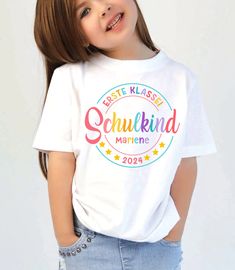 Personalized T-Shirt For Children, Schoolchild 2024 Shirt With Name,Gift For Starting School,Back to school T-shirt, First Day Of School Tee The Standard T-Shirt, personalized to suit your individual style, serves as the perfect medium for self-expression. Made from 100% preshrunk cotton, this timeless short-sleeve tee not only ensures comfort but also offers ample opportunities for print-on-demand customization. Whether you seek to showcase your creativity, promote your brand, or commemorate a Back To School T-shirt With Name Print For Daycare, Name Print T-shirt For Daycare With School Spirit, Name Print T-shirt For Daycare And Back To School, Back To School T-shirt With Heat Transfer Vinyl, White T-shirt For End Of School Year Events, Crew Neck T-shirt With Name Print For Daycare, Back To School T-shirt For Daycare With Crew Neck, Back To School T-shirt With Name Print, Educational Short Sleeve T-shirt For School Events