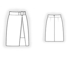 the front and back view of a women's skirt with an attached waist belt