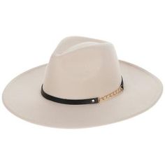 Details: 	 Size: Adult One Size Fits Most 	 Length: 16" 	 Width: 14 5/8" 	 Height: 4 3/4" 	 Content: Felt Expand your wardrobe with this Ivory Felt Hat. This hat has a felt body with a wide brim and a shaped top. There is a thin band wrapped around the top of the hat made of faux leather and a short metal chain. Match this hat with similar clothing for a chic boho look! Wearable Art Fashion, Senior Style, Fall Fashions, Product Ideas, Felt Hat, Boho Look, Hat Making, Style Guide, Wide Brimmed