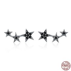 Lovely and so tiny - these minimalist 3 star pave rhinestone earrings feature black CZ Rhinestones as the center shine! Earrings are 925 Sterling Silver and contain round stud backs. 1 pair per order.Please note: This is a final sale product, and no returns or exchanges are accepted.Product requires extended processing and shipping time. Packages may arrive separately if ordered with other items. Tiffany Earrings, Dazzling Earrings, Star Stud Earrings, Star Earrings Stud, Rainbow Crystal, Party Earrings, Crystal Stars, Cz Stud Earrings, 925 Silver Earrings