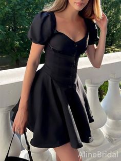 Simple Black A-line Short Homecoming Dress, HD32764 1. Material:satin,pognee.2. Color: it can be in custom color, please contact us and tell us dress number, then we will send you more colors to choose.3, Size: can do both standard size and custom size. If you need do custom sized dresses, please send us following measurements or leave a note when place an order.bust______ cm/inchwaist______cm/inchhip:_______cm/inchdress length:_______cm/inchshoulder to shoulder :_______cm/inch (measured from back of shoulder)shoulder to bust :_______cm/inch (measured from middle shoulder to nipple)shoulder to waist :_______cm/inch (measured from middle of shoulder to natural waist)shoulder to floor with shoes on :_______cm/inch (length from middle of shoulder over nipple to floor with shoes on)nipple to n Simple Homecoming Dresses, A Line Shorts, Short Homecoming Dress, Custom Size Dresses, Cute Dress, Girly Outfits, Homecoming Dress, Night Outfits, Homecoming Dresses