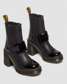 Dr. Martens Gaya Alternative Leather Heeled Chelsea Boots - Black | Editorialist Platform Boots Women, Heeled Chelsea Boots, Brown Chelsea Boots, Platform Heels Boots, Black Platform Boots, Leather Heeled Boots, Black Heel Boots, Black Chelsea Boots, Black Boots Women