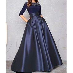 Satin Sleeves, Blue Evening Gowns, Evening Gowns With Sleeves, Long Sleeve Evening Gowns, Evening Dresses Online, 파티 드레스, Chique Outfits, Evening Dresses With Sleeves, Cheap Evening Dresses