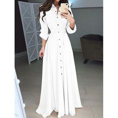 Season:Summer; Fabric:Polyester; Sleeve Length:Long Sleeve; Look After Me:Machine wash; Gender:Women's; Style:Basic,Casual,Streetwear,Maxi; Elasticity:Micro-elastic; Occasion:Date,Vacation,Street,Holiday; Fit Type:Regular Fit; Dresses Type:Plain Dress,White Dress,Shirt Dress,Summer Dress,Swing Dress,A Line Dress; Design:Lace up,Buttons; Neckline:Stand Collar; Listing Date:05/29/2024; Bust:; Length:; Shoulder Width:; Sleeve:; Fit US Size:; Fit UK Size:; Fit EU Size:; Dress Length Type:Maxi Dress; Maxi Shirts, Party Dress Long Sleeve, High Waist Fashion, Maxi Shirt Dress, Long Shirt Dress, Style Maxi Dress, Women Long Dresses, Boho Women, Tie Dress