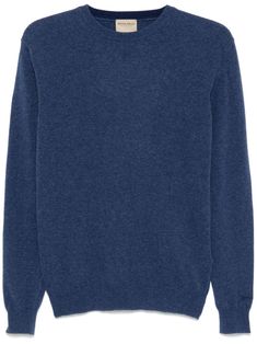 cobalt blue wool knitted construction crew neck long sleeves embroidered logo at the sleeve ribbed cuffs and hem Blue Cashmere Sweater With Ribbed Cuffs, Blue Cashmere Sweater With Ribbed Collar, Winter Crew Neck Polo Sweater, Crew Neck Polo Sweater For Winter Workwear, Classic Wool Crew Sweater, Classic Wool Crew Neck Sweater, Classic Crew Neck Wool Sweater, Blue Cashmere Crew Neck Top, Winter Polo Sweater With Ribbed Cuffs And Crew Neck