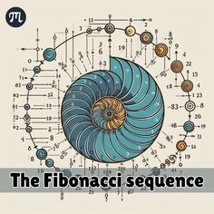 the fibonaci sequence is shown with numbers and symbols around it, including an image of a spiral