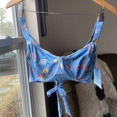 Bought For My Honeymoon And Didn’t End Up Wearing! New With Tags, Zoe Pattern. Top Size - Dd (Cups Are On The Smaller Side In My Opinion) The Comfiest Underwire You Will Ever Wear. Made With A Criss-Cross Adjustable Tie Back And Soft & Supportive Cups. Romantic, Underwire, Plus Size, Cottage Core, Coquette, Baby Blue, Bows, Tie Back, Supportive, Bikini, Kitty And Vibe, Seamless Blue Swim Bra For Summer, Blue Beach Bra With Adjustable Straps, Blue Summer Bra For Poolside, Summer Beach Bra With Floral Print, Blue Beachwear Bra For Swimming, Blue Summer Bra With Built-in Support, Blue Summer Bra For Vacation, Summer Beachwear Blue Bra, Blue Bra For Poolside And Summer