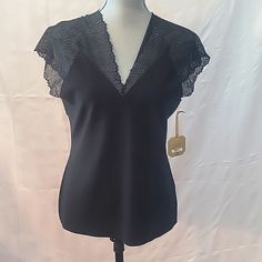 Ryegrass, V Neck, Short Sleeve Blouse, Size: L, Nwt, Black, Lace, V-Neck, 93% Polyester, 7% Spandex, Machine Wash Cold Pip To Pit: 19" Shoulder To Hem: 24" V-neck Lace Top Blouse For Work, Fitted Short Sleeve V-neck Top For Work, Summer V-neck Lace Top For Night Out, Spring V-neck Lace Top For Night Out, Fitted V-neck Top For Night Out, Fitted Elegant V-neck Top For Party, Stretch V-neck Top For Date Night, Fitted V-neck Party Blouse, Fitted V-neck Evening Blouse