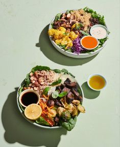 two plates filled with different types of food