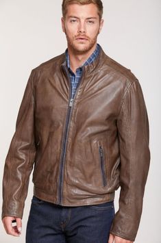 Gavin Lambskin Leather Bomber Jacket | Overland Rugged Leather Outerwear With Zipper Closure, Leather Jacket With Zipper Closure For Fall, Leather Jacket With Zipper For Fall, Classic Soft Leather Jacket For Fall, Rugged Leather Jacket, Rugged Leather Jacket With Long Sleeves For Spring, Rugged Leather Outerwear For Spring, Spring Brown Leather Jacket, Brown Leather Jacket For Spring