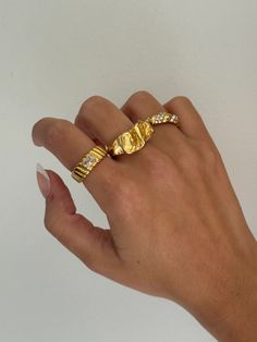 Gold Statement Ring, Ribbed Gold Ring, Thick Dome Ring, Gold Filled Ring, Stackable Minimalist Ring, Mom Gifts for Her Ring Anniversary Gift - Etsy Everyday Gold Wide Band Stackable Ring, Gold Stackable Dome Ring For Anniversary, Tarnish Resistant Thick Band Stackable Rings For Gift, Thick Band Tarnish Resistant Stackable Rings As Gift, Tarnish Resistant Stackable Rings With Thick Band For Gifts, Gold Everyday Diamond Ring Tarnish Resistant, Tarnish-resistant Thick Band Stackable Rings As Gift, Adjustable Tarnish-resistant Dome Ring For Anniversary, Gold Wide Band Ring Tarnish Resistant For Everyday