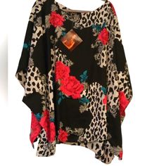 Nwt Chic Reversible Oversized Floral Poncho Size:2x/3x (Silky Soft) By: Iman 100 Percent Polyester Approximately: 40" From Armpit To Armpit And 32" Length Black Poncho For Vacation, Black Batwing Sleeve Poncho For Spring, Casual Black Summer Poncho, Oversized Black Summer Poncho, Bohemian Multicolor Floral Embroidered Poncho, Luxury Multicolor Floral Print Tunic, Oversized Multicolor Floral Print Kaftan, Bohemian One-size Floral Print Kimono, Multicolor Floral Print Cover-up With Kimono Sleeves