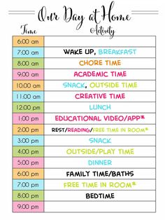 an event schedule for one day at home with the date and time listed on it