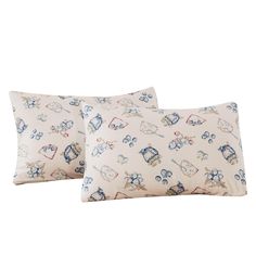 two pillow cases with cartoon animals on them