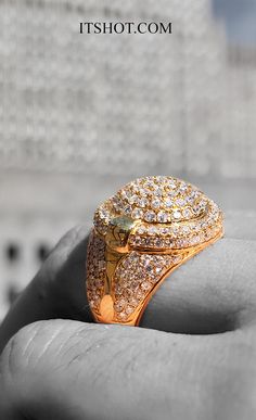 🔥 This spectacular Mens Diamond Ring 💍 by Luxurman features a classic round shape but uniquely designed and decorated (fully paved) in 3.75 carats of round cut diamonds.. Luxury Diamond Signet Ring, Gold Diamond Ring With Iced Out Detail, Gold Iced Out Diamond Ring, Luxury Gold Iced Out Rings, Iced Out Yellow Gold Diamond Ring, Luxury Iced Out Diamond White Diamond Ring, Iced Out Gold Diamond Ring, Luxury Signet Ring With Brilliant Cut, Luxury 14k Gold Cluster Ring