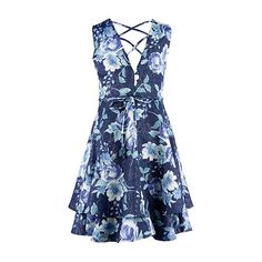 Add this beautiful Speechless blue floral dress for big girls to her collection for special occasions. It's made from a woven fabric and features an A-line silhouette, a V-neck, a sleeveless design, a knee-length, a tie-waist accented with sparkly rhinestones, and crisscross details at the back. Features: RhinestonesClosure Type: ZipperNeckline: V NeckSleeve Length: SleevelessApparel Length: 31 InchesDress Length: Knee LengthFiber Content: 88% Polyester, 9% Metallic, 3% SpandexFabric Descriptio… Sleeveless Blue Floral Dress For Party, Blue Sleeveless Floral Dress For Party, Light Blue Sleeveless Floral Print Dress, Light Blue Floral Print Sleeveless Dress, Blue A-line Floral Dress For Party, Blue A-line Floral Party Dress, Blue Floral Print A-line Dress, Blue A-line Dress With Floral Print, Blue A-line Sundress For Party