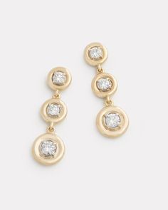 18K Yellow Gold and White Gold Round Edge Diamond Drop Earring, .45 TCW7/8 Inch Long x 1/4 Inch Wide Style# YED4W Barb Wire, Wire Design, Solitaire Rings, Earring Ideas, Diamond Drops, Diamond Drop Earrings, Drop Earring, Gold Jewelry Fashion, Dream Clothes