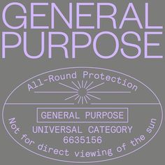 the logo for general purpose is shown in purple on a gray background with white lettering