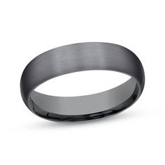 a men's wedding band that is black in color, with a satin finish