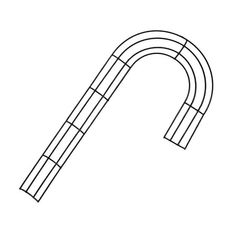 a black and white line drawing of a curved metal tube with four sections on each side