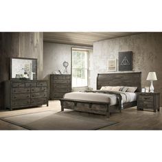 Mustang 5-Piece Bedroom Set Gray Grey Bedroom Set, Farmhouse Inspired Decor, Sleigh Bedroom Set, New Classic Furniture, Curved Headboard, Bedrooms Decor, King Bedroom Sets, Bedroom Sets Queen, Queen Bedroom