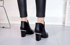 Department Name:Adult Item Type:Boots With Platforms:Yes Outsole Material:Rubber Closure Type:Slip-On Insole Material:PU Platform Height:0-3cm Toe Shape:Pointed Toe is_handmade:Yes Season:Winter Heel Type:Square heel Boot Type:Chelsea Boots Heel Height:High (5cm-8cm) Fashion Element:Rivet Fit:Fits true to size, take your normal size Model Number:OL-vi1 Boot Height:Ankle Pattern Type:Solid Shoe head style:Sharp head Popular element:Rivet waterproof table Edgy Martin Boots With Round Toe For Winter, Fitted Casual Martin Boots For Parties, Black Ankle Chelsea Boots For Winter, Casual Fitted Martin Boots With High Heel, High Heel Chelsea Boots For Workwear In Winter, Casual Martin Boots With High Heel, Black High Heel Martin Boots For Winter, Fall Casual High Heel Chelsea Boots, Trendy Winter Chelsea Boots With Closed Toe