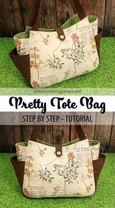 two bags with the words pretty tote bag written on them in brown and white