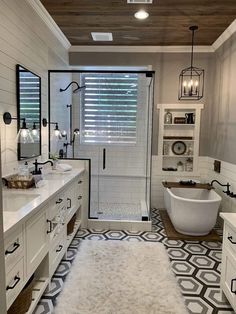 Bathroom vanity lights Hidden Shower Walk In, Bathroom Style Ideas, Laundry Combo, Dream Bathroom Master Baths, Bathroom Addition, Bathroom Farmhouse, Bathroom Farmhouse Style, Bathroom Redesign, Master Bath Remodel