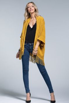 Chenille Cocoon - MUSTARD - Southern Grace Creations Fall Shawl With Tassels, Fall Tassel Shawl, Yellow Fall Poncho, Best Boyfriend Ever, Cute Kimonos, Last Chance Sale, Shimmer Fabric, Baseball Tops, Tennis Tops