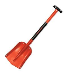 a red shovel on a white background