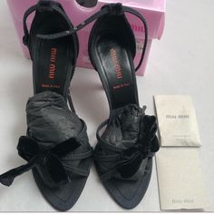 Miu Miu Velluto Jeans Ankle Strap And Velvet Bow Heels Black Blue. Will Come With Heel Taps And Original Box. Excellent Used Condition. Approx 4” Heels. Extra Heel Taps. Smoke Free Home Bow Heels Black, Black Heels With Bow, Heel Taps, Heel Tap, Miu Miu Shoes, Bow Heels, Velvet Bow, Heels Black, Miu Miu