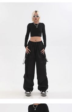 Neveah Solid Color Black Straight Leg High Waist Multi-Pocket Parachut – Al Grandé Boutique Trendy Solid Parachute Pants With Side Pockets, High Waist Solid Pants For Streetwear, High Waist Solid Color Pants For Streetwear, High-waist Pants For Streetwear, Stretch Techwear Parachute Pants With Side Pockets, Urban High Waist Bottoms For Streetwear, Urban High-waist Bottoms For Streetwear, Athleisure Wide Leg Cargo Pants, Solid Parachute Pants With Pockets For Streetwear