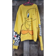 Brand New Never Worn Looney Tunes Tweety And Sylvester Girls Size Small. Nice!!! Get It Before Someone Else Does. Yellow Casual Sweatshirt With Cartoon Print, Trendy Winter Tops With Character Print, Trendy Winter Tops With Cartoon Print, Playful Fall Streetwear Tops, Retro Winter Tops With Cartoon Print, Sylvester Looney Tunes, Tweety And Sylvester, Looney Tunes Tweety, Looney Tunes