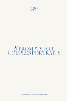 the cover of eight proms for couples portraits, with blue lettering on white paper