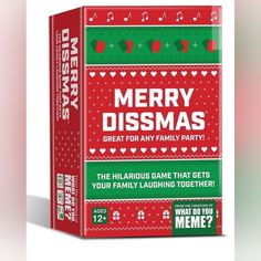 the merry dissmass card game is on display