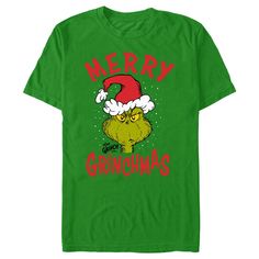 Welcome to the fantastical world of Dr. Seuss! This Christmas Day celebrate the beloved childhood classic books and movies from every generation with fun new officially licensed apparel for the entire family! This Men's Dr. Seuss Merry Grinchmas Graphic T-Shirt features a portrait of Grinch showing off his angry glare framed by the phrase: "Merry Grinchmas" in red lettering across the front. Get ready for the rhyming and whimsy of Seussville with these classic tees today! Grinch Merry Christmas, Merry Christmas Graphic, Dr Seuss The Grinch, Dr Seuss Grinch, Merry Grinchmas, Christmas Graphic, Sleeve Packaging, Graphic Tee Design, Christmas Men