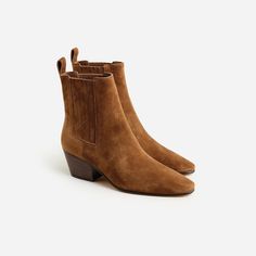 J.Crew: Piper Ankle Boots In Suede For Women Zapatos Mary Jane, Western Ankle Boots, Fall Capsule Wardrobe, Almond Shaped, Cool Boots, Suede Ankle Boots, Suede Booties, Boots Outfit, Metallic Leather