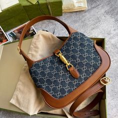 Gucci Jackie Bag 1961, Gucci 1961 Jackie, Gucci Jackie 1961 Bag, Gucci Denim Bag, Jackie Bag Gucci, Denim Designer Bag, Jackie Gucci Bag, Vintage Luxury Bags, Gucci Jackie Bag Outfit