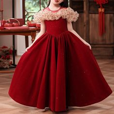 Size
			Bust
			Waist
			Length
		
		
			cm
			inch
			cm
			inch
			cm
			inch
		
		
			0-1 Year (80cm)
			50
			19.69
			48
			18.90
			75
			29.53
		
		
			1-2 Years (90cm)
			52
			20.47
			48
			18.90
			80
			31.50
		
		
			2-3 Years (100cm)
			56
			22.05
			52
			20.47
			85
			33.46
		
		
			3-4 Years (110cm)
			60
			23.62
			56
			22.05
			90
			35.43
		
		
			4-5 Years (120cm)
			64
			25.20
			60
			23.62
			95
			37.40
		
		
			5-6 Years (130cm)
			68
			26.77
			64
			25.20
			100 Festive Red Princess Dress For Dress-up, Red Princess Dress For Christmas Dress-up, Fitted Red Princess Dress For Birthday, Red Fitted Princess Dress For Birthday, Red Dresses For Winter Costume Party, Red Winter Dresses For Costume Party, Red Winter Costume Party Dresses, Red Sleeveless Princess Dress, Fitted Princess Dress For Christmas Birthday