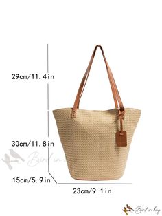 Bird in Bag - Minimalist Casual Tote Bag with Unique Design Summer Solid Color Rectangular Hobo Bag, Modern Bucket Bag For Summer, Modern Bucket Shaped Bags For Summer, Simple Shoulder Bucket Bag For Travel, Simple Large Capacity Shoulder Bag For Summer, Simple Beige Shoulder Bag For Travel, Simple Beige Square Bag, Simple Rectangular Hobo Bag With Large Capacity, Modern Everyday Straw Bag For Spring