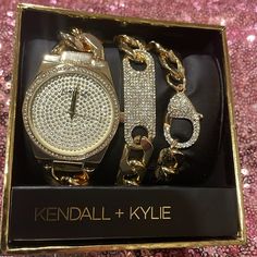 Beautiful Rhinestone Candle, And Kylie Watches, And Two Bracelets New In The Box Rhinestone Candle, Shoes Outfit Fashion, Shoes Outfit, Mens Accessories Jewelry, Kendall And Kylie, Kendall Kylie, Kendall + Kylie, The Box, Mens Accessories