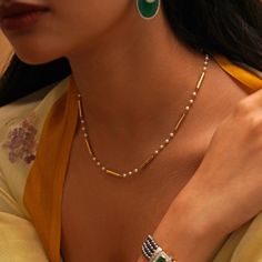 Gold(14K) : 4.03gGold(18K) : 1.99gGemstone : Cultured Pearls Modern Mangalsutra Designs, Modern Mangalsutra, A Ray Of Sunshine, Stackable Ring Sets, Handmade Packaging, Instagram Famous, Mangalsutra Designs, Ray Of Sunshine, Summer Necklace