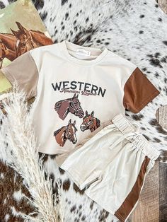 lWestern Legends Color Block Short Set Little Cowboy, Summer Set, Short Set, Turks And Caicos Islands, Western Style, Western Fashion, Short Sets, Set Dress, Saddle